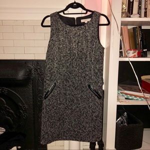 A-line black and white tweed dress